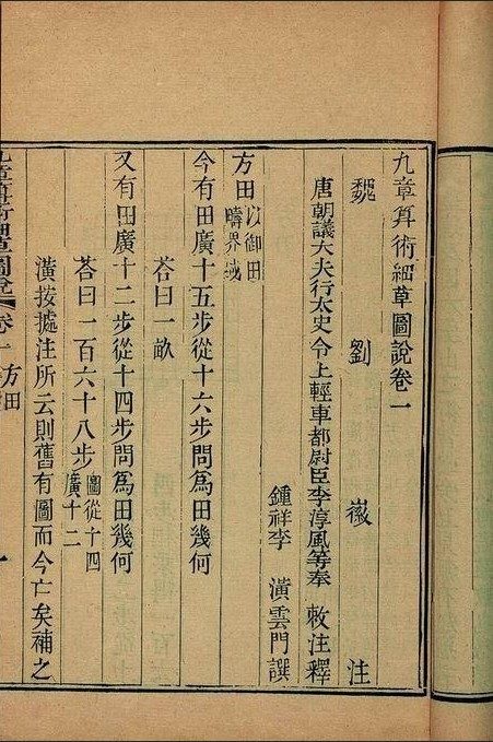 Une édition imprimée des Neuf Chapitres sur l'art du calcul.